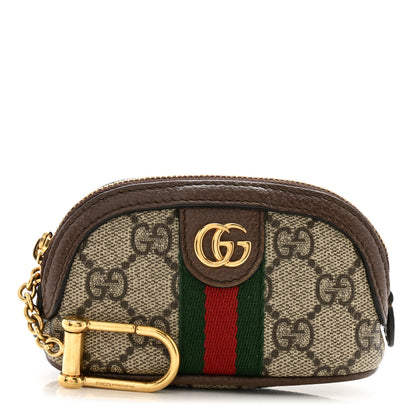 Gucci GG Supreme Monogram Web Ophidia Dome Key Pouch Beige New Acero 1 of 9