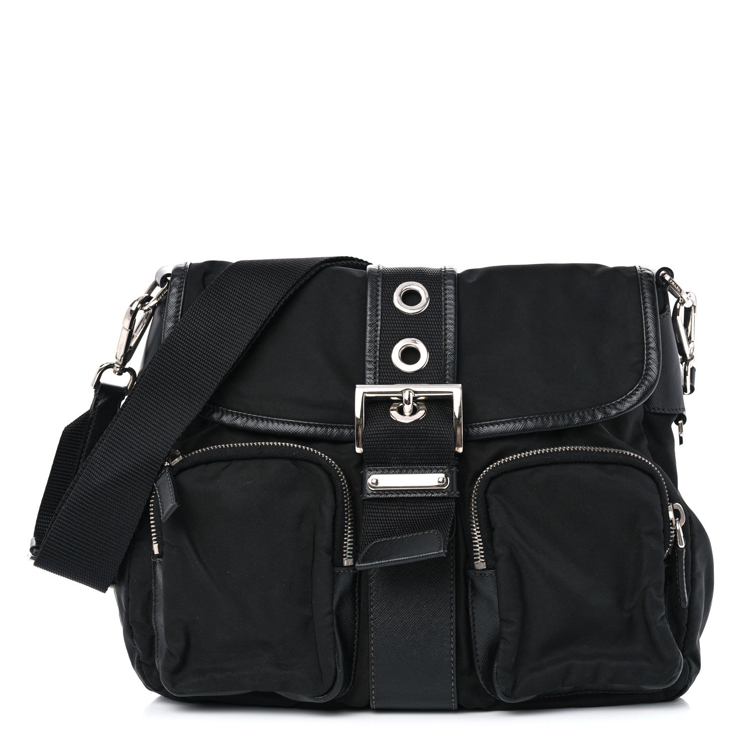 Prada Nylon Saffiano Vela Messenger Bag Black 1 of 10