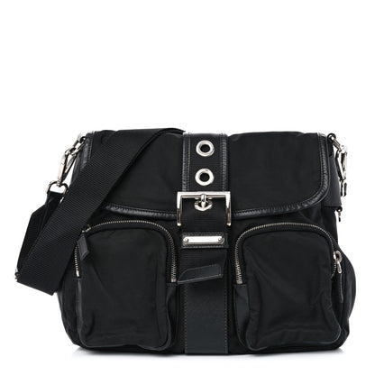 Prada Nylon Saffiano Vela Messenger Bag Black 1 of 10