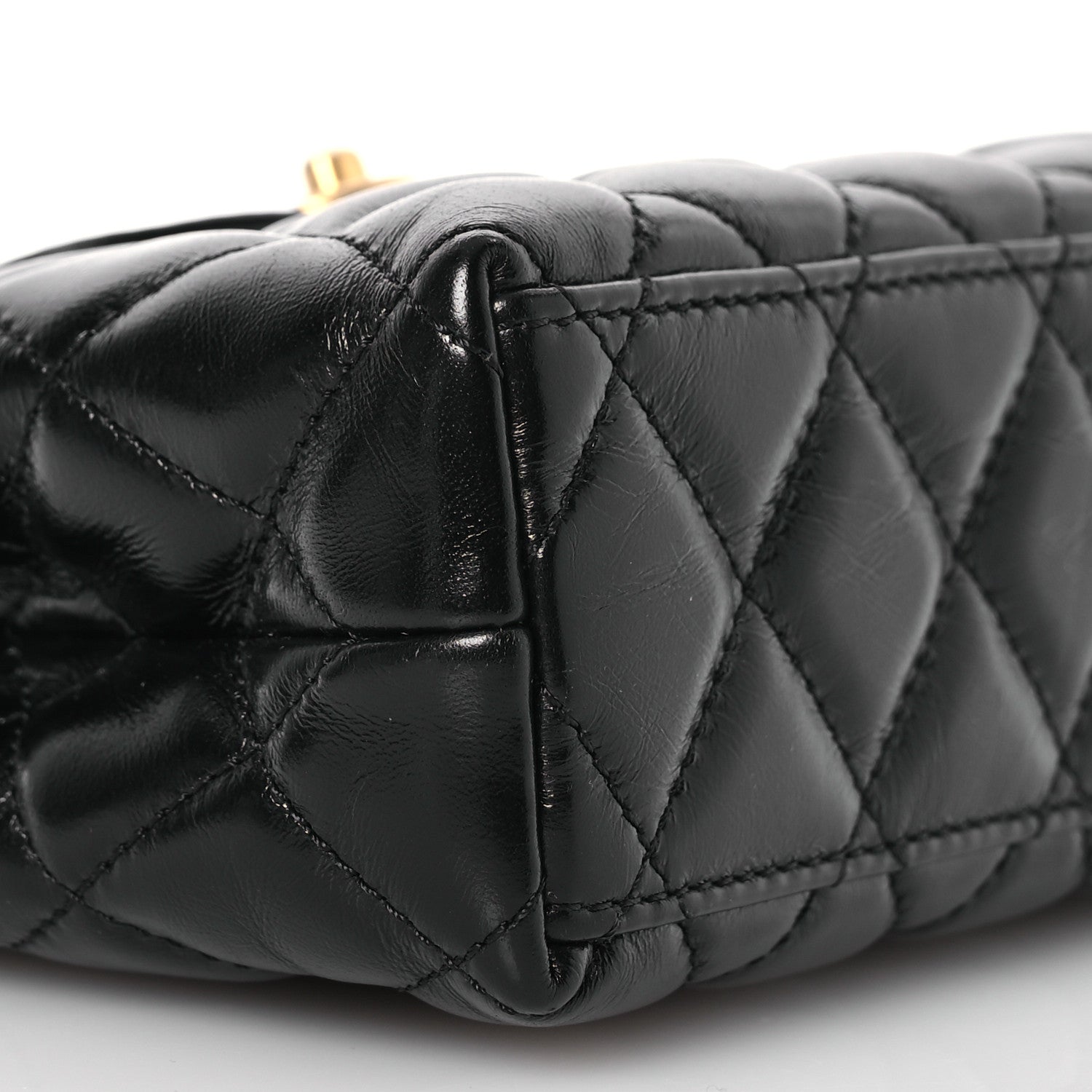 Chanel Shiny Aged Calfskin Quilted Nano Kelly Shopper Black 9 of 12