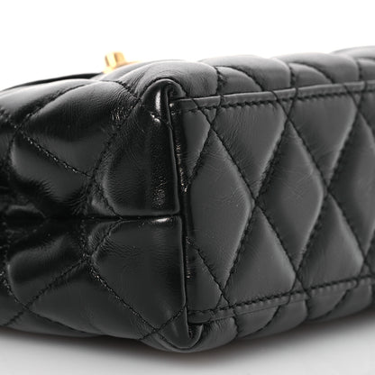 Chanel Shiny Aged Calfskin Quilted Nano Kelly Shopper Black 9 of 12