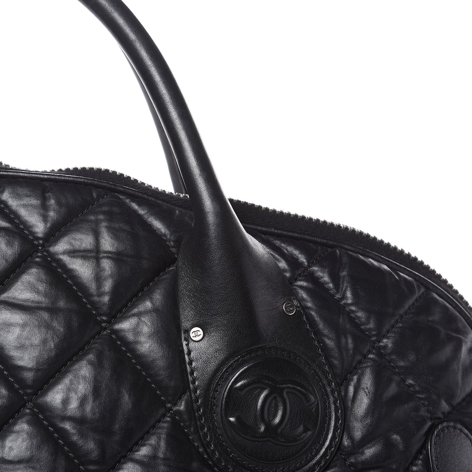 Chanel Coated Canvas Quilted Large Garment Travel Bag Black 13 of 16