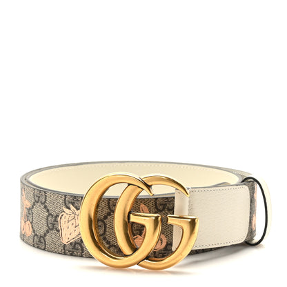 Gucci GG Supreme Monogram Matte Plutone Calfskin Double G 40mm Belt 95 38 Beige Ebony Mystic White 1 of 5