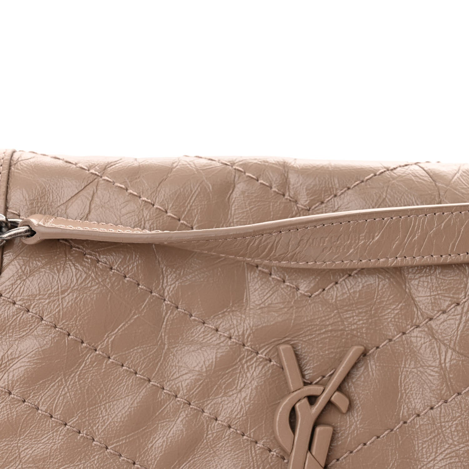 Saint Laurent Crinkled Calfskin Matelasse Monogram Medium Niki Chain Satchel Dusty Grey 11 of 11