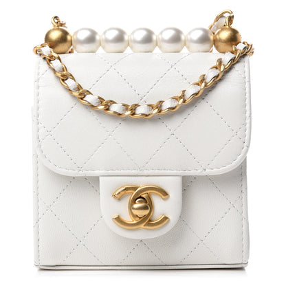 Chanel Goatskin Chic Pearls Clutch On Chain White 1 of 11