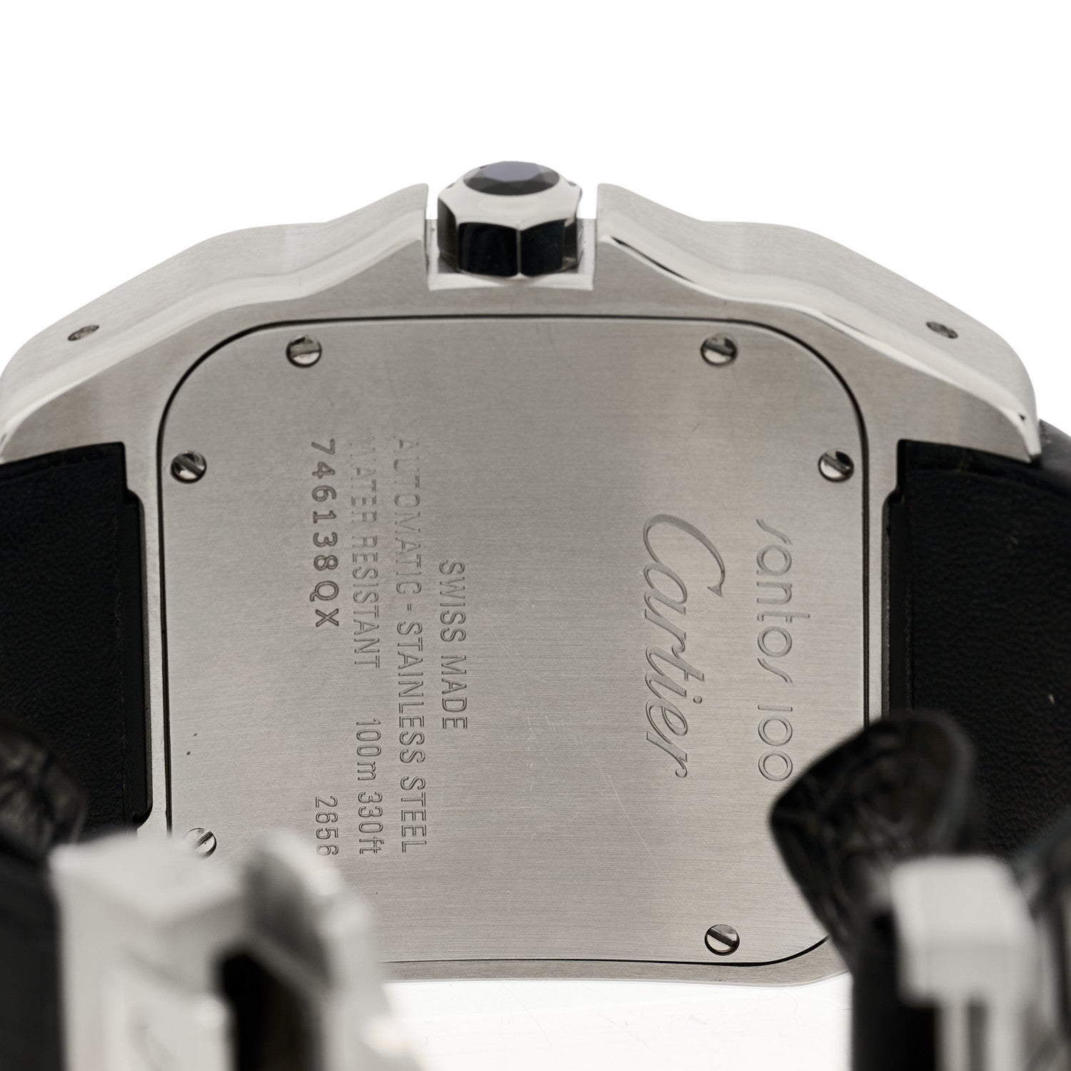 Cartier Stainless Steel Alligator 38mm Santos 100 Automatic Watch 4 of 4