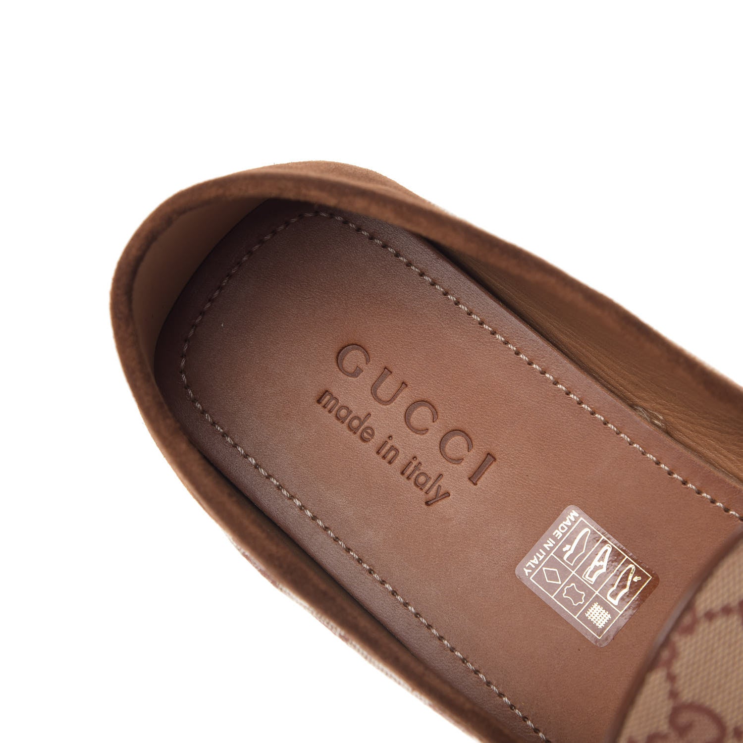Gucci GG Monogram Suede Mens Driver Loafers 9 Beige Ruggine Cuir 8 of 11