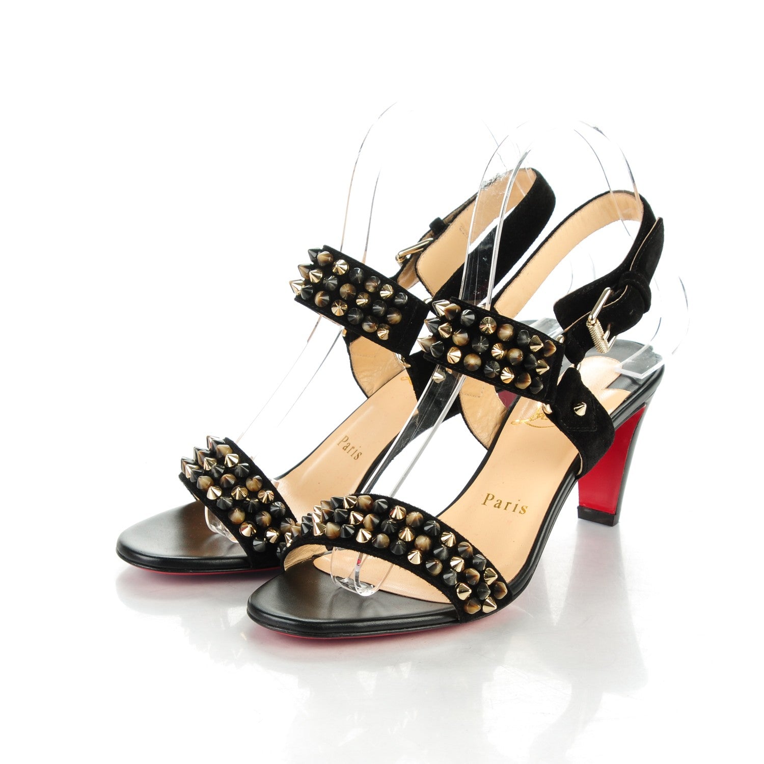Christian Louboutin Suede Bikee Bike Sandals 35 Black 3 of 7