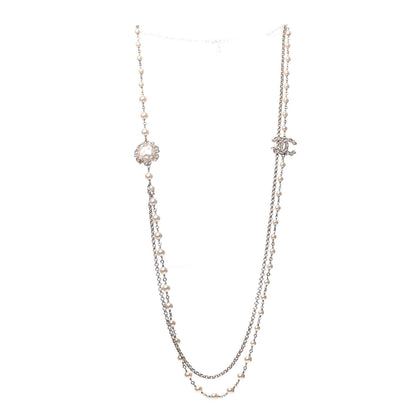 Chanel Pearl Crystal Camellia Express Multistrand Necklace Gold 6 of 12