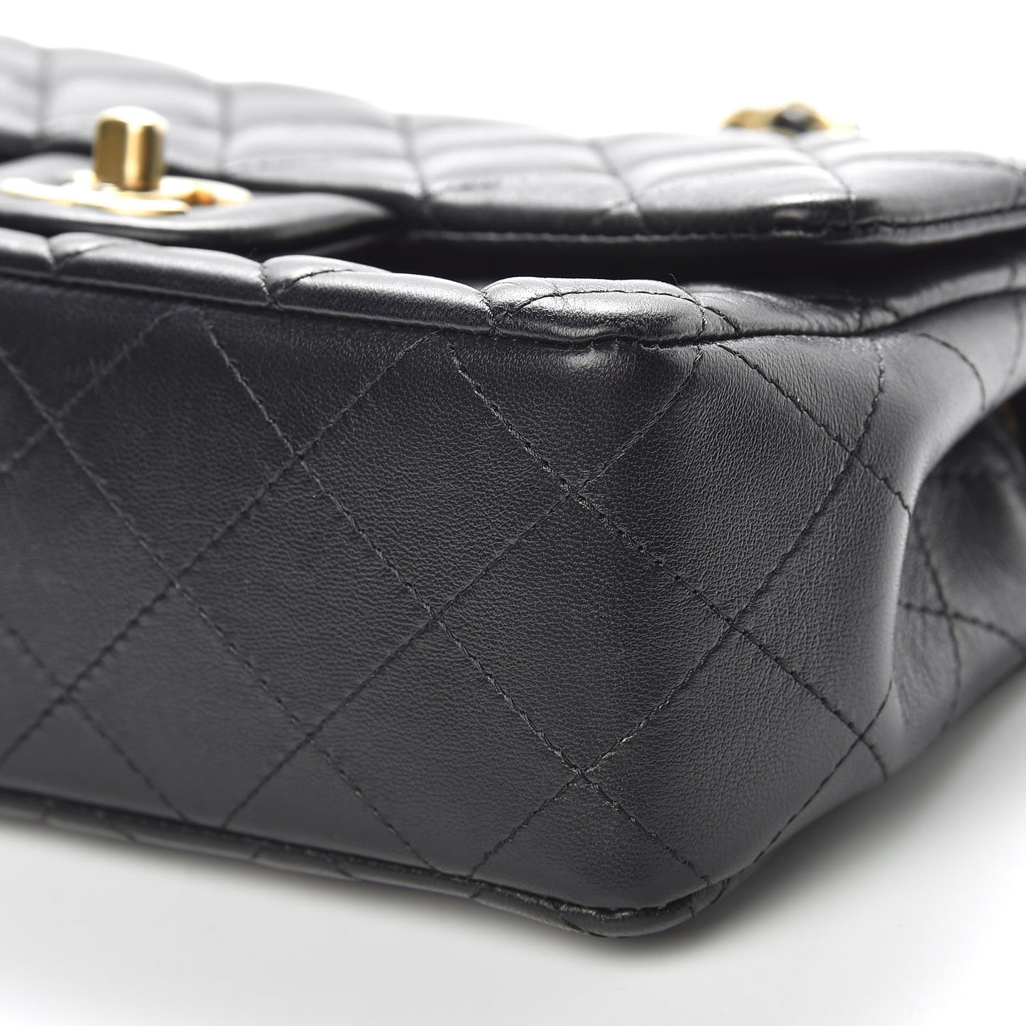 Lambskin Quilted Mini Rectangular Flap Black