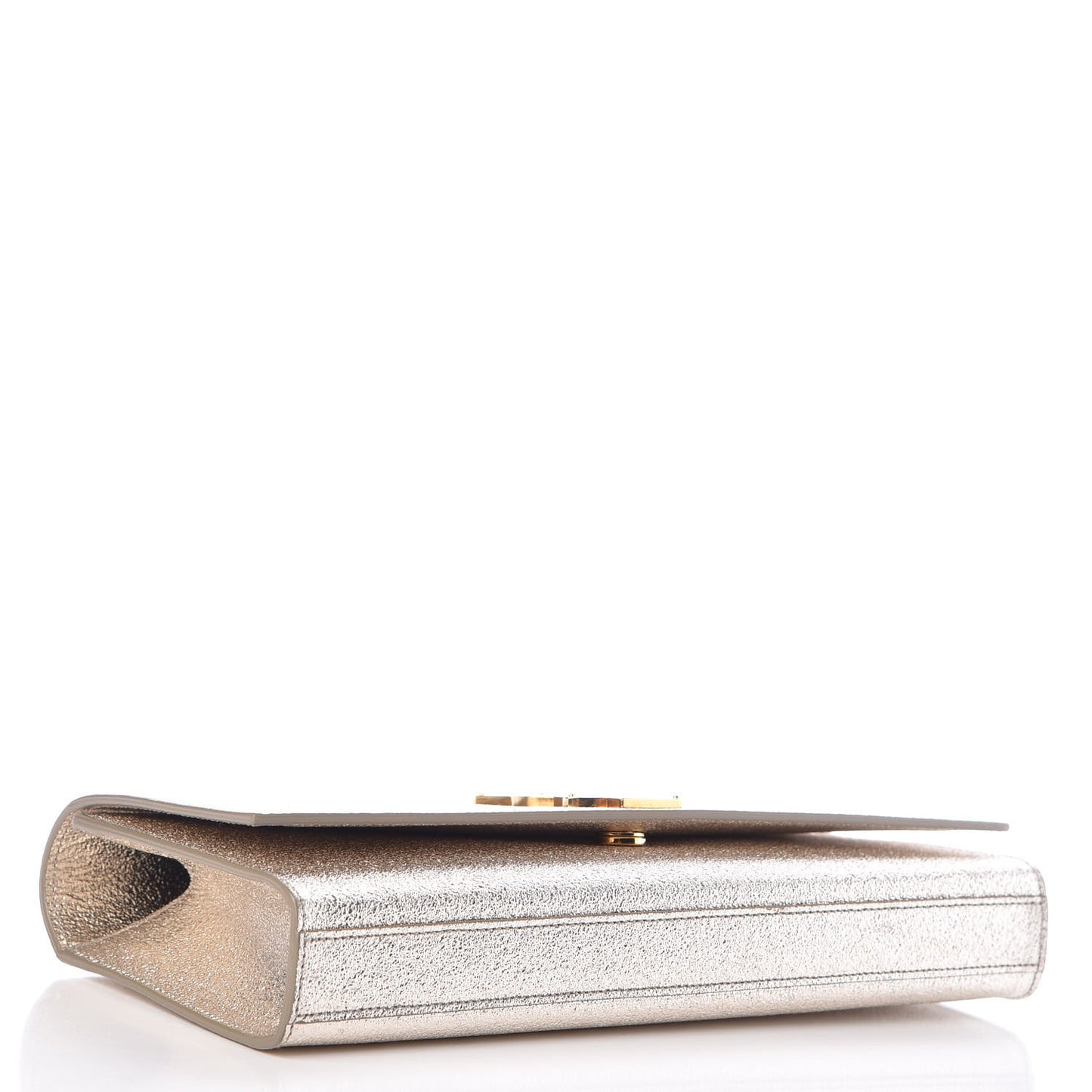 Textured Metallic Calfskin Classic Monogram Cassandre Clutch Silver