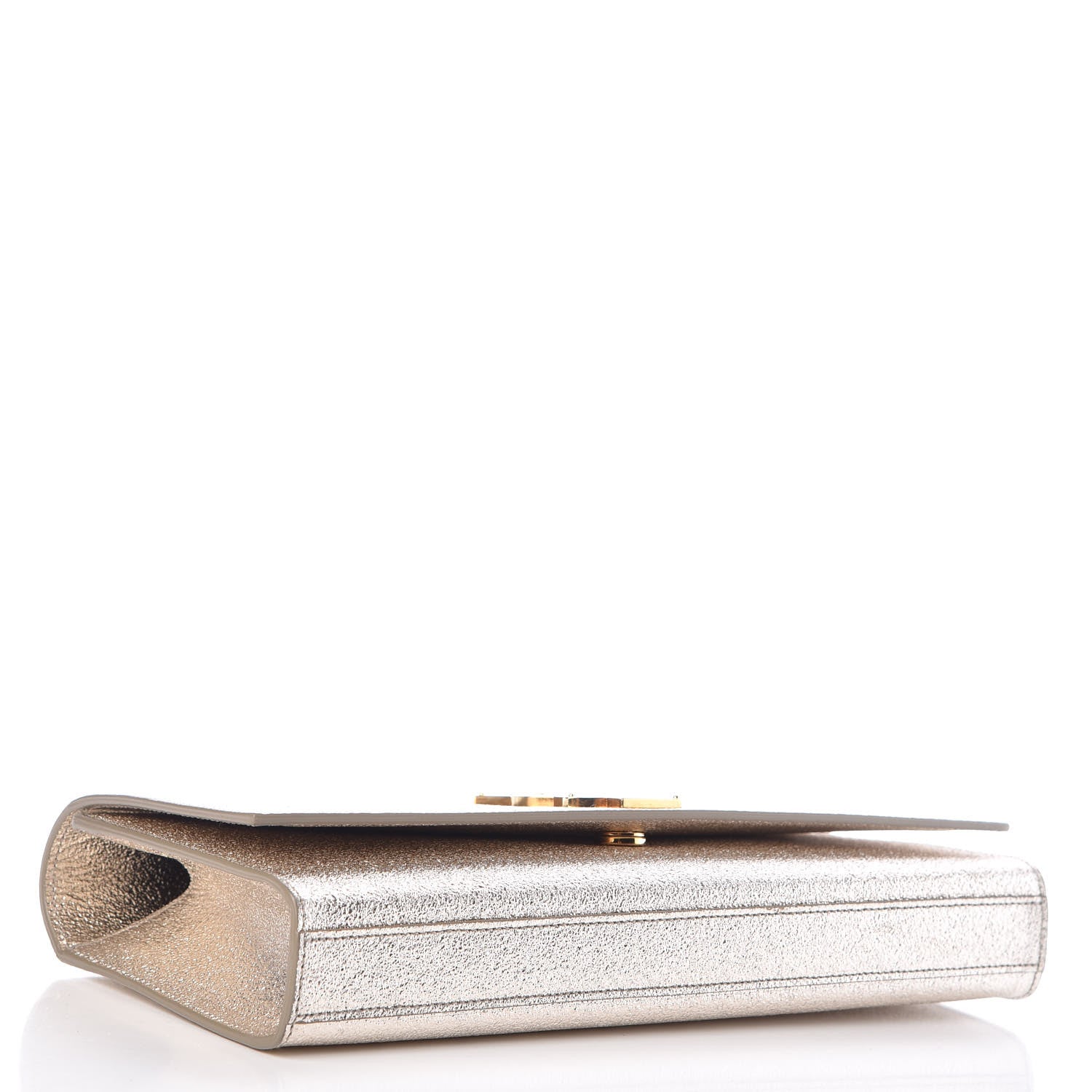 Saint Laurent Textured Metallic Calfskin Classic Monogram Cassandre Clutch Silver 4 of 12