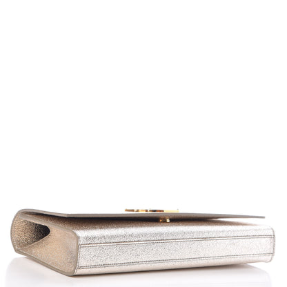 Saint Laurent Textured Metallic Calfskin Classic Monogram Cassandre Clutch Silver 4 of 12