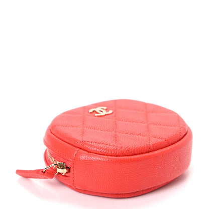 Chanel Caviar Quilted Zip Around Classic Coin Purse Red 4 of 10