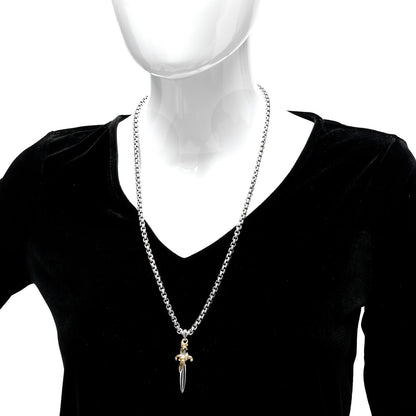 David Yurman Sterling Silver 18K Yellow Gold Waves Dagger Amulet Pendant Necklace 2 of 5