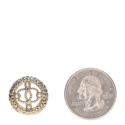 Chanel Pearl CC Round Rope Earrings Gold 2 of 5