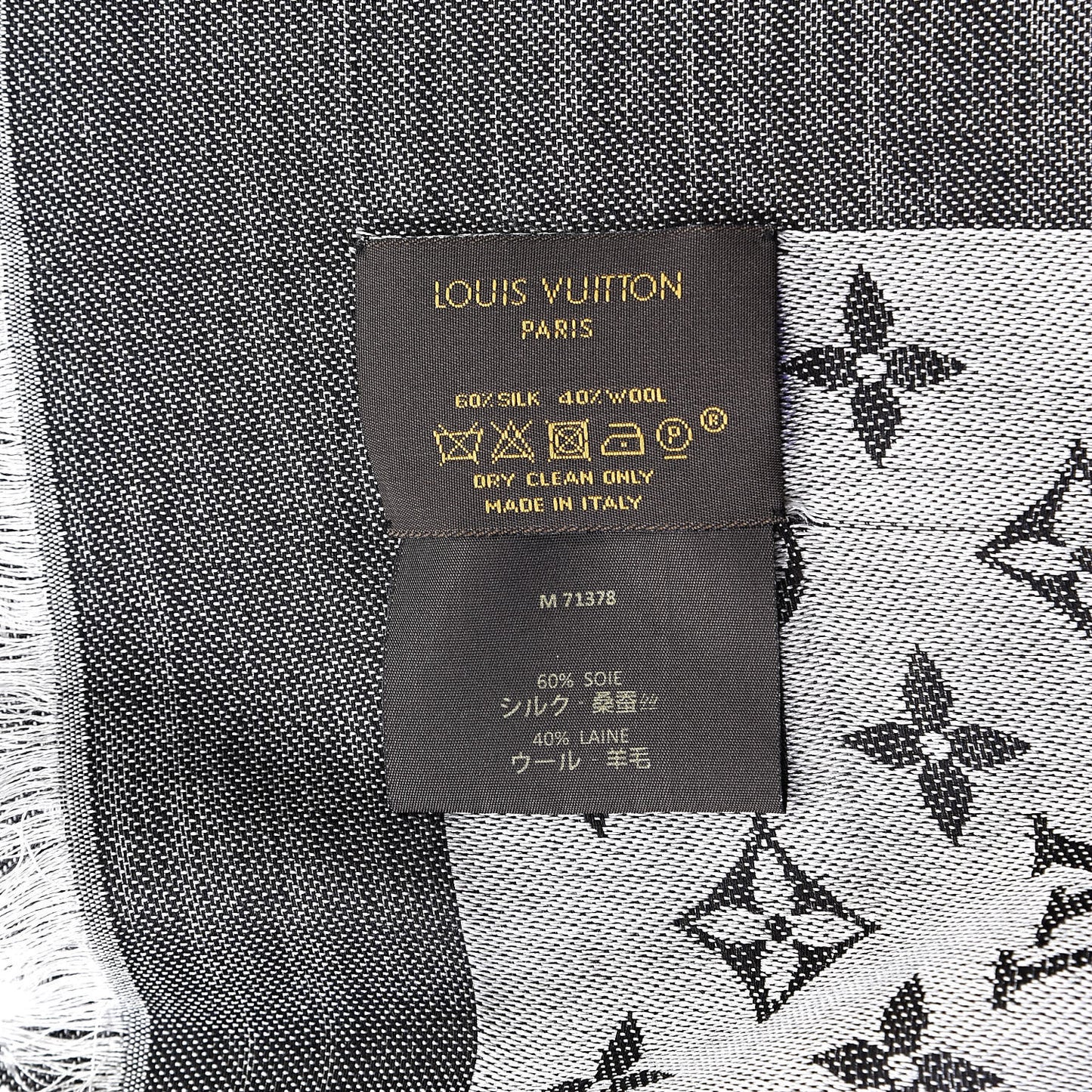 Wool Silk Monogram Denim Shawl