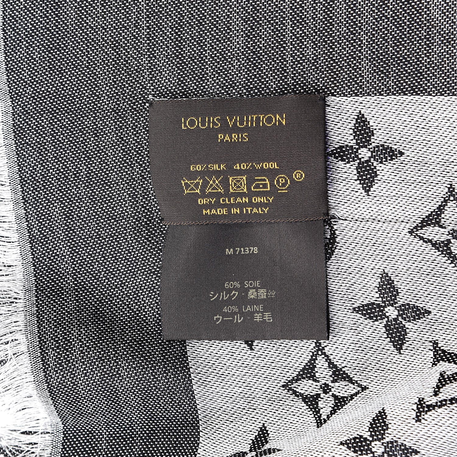 Louis Vuitton Wool Silk Monogram Denim Shawl 6 of 7
