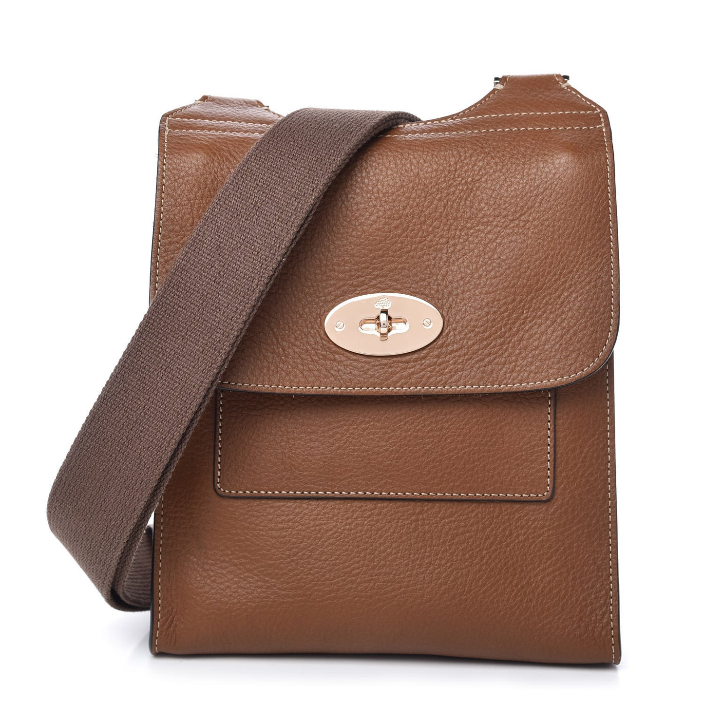 Natural Grain Calfskin Antony Messenger Crossbody Oak
