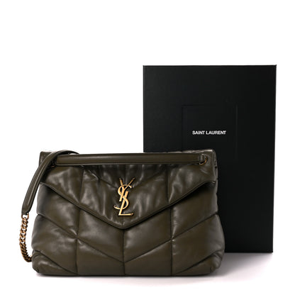 Saint Laurent Lambskin Quilted Small Loulou Puffer Monogram Chain Satchel Dark Ganache 3 of 13