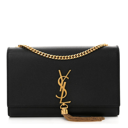 Saint Laurent Grain De Poudre Classic Monogram Kate Tassel Chain Wallet Black 1 of 12