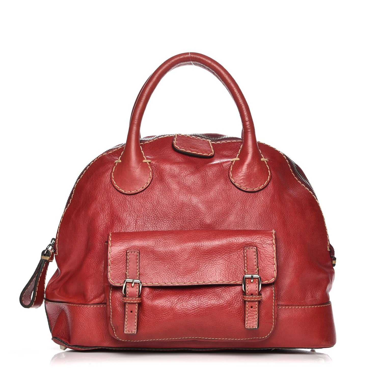 Calfskin Edith Dome Bowler Red