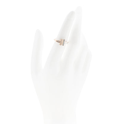 Tiffany 18K Rose Gold Diamond Mother of Pearl T Wire Ring 52 6 2 of 5