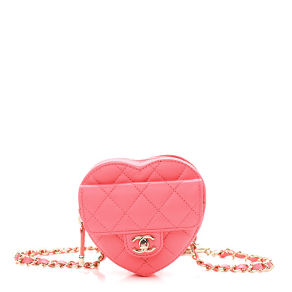 Chanel Lambskin Quilted CC In Love Heart Waist Belt Bag With Chain Pink 1 of 11
