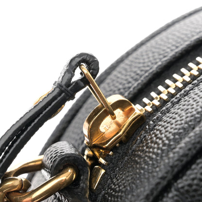 Saint Laurent Grain De Poudre Matelasse Chevron Quilted Round Vinyle Camera Bag Black 11 of 11