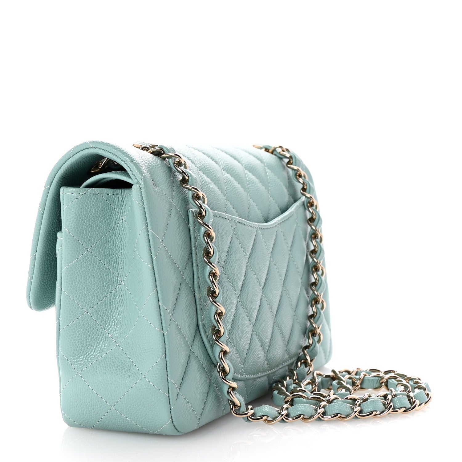 Chanel Caviar Quilted Small Double Flap Light Blue 2 of 10