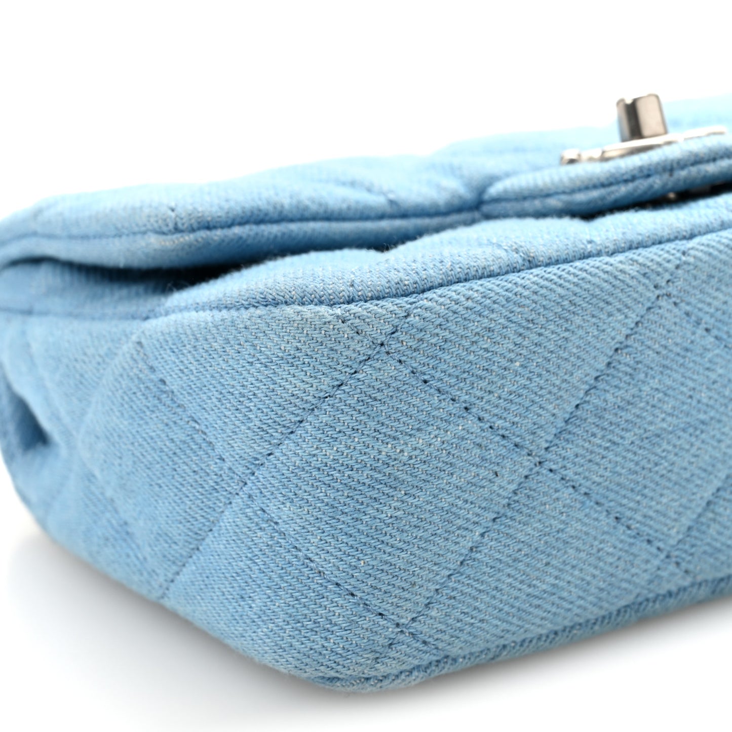 Denim Quilted Sweetheart Mini Flap Blue