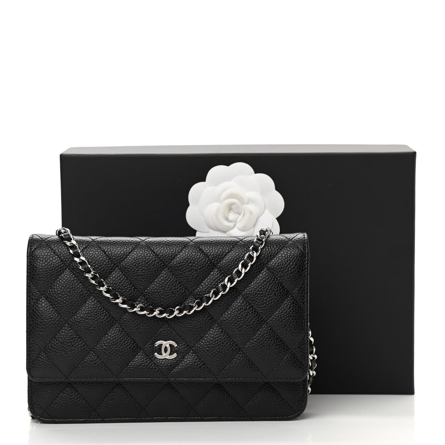Caviar Quilted Wallet On Chain WOC Black