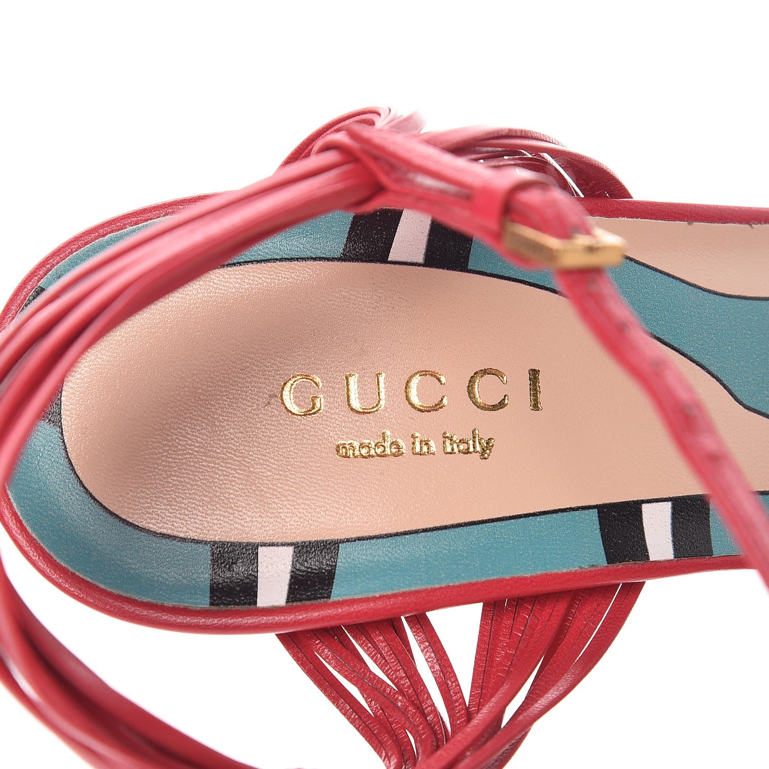 Gucci Malaga Kid Knotted Allie Sandals 37.5 Lipstick 6 of 11