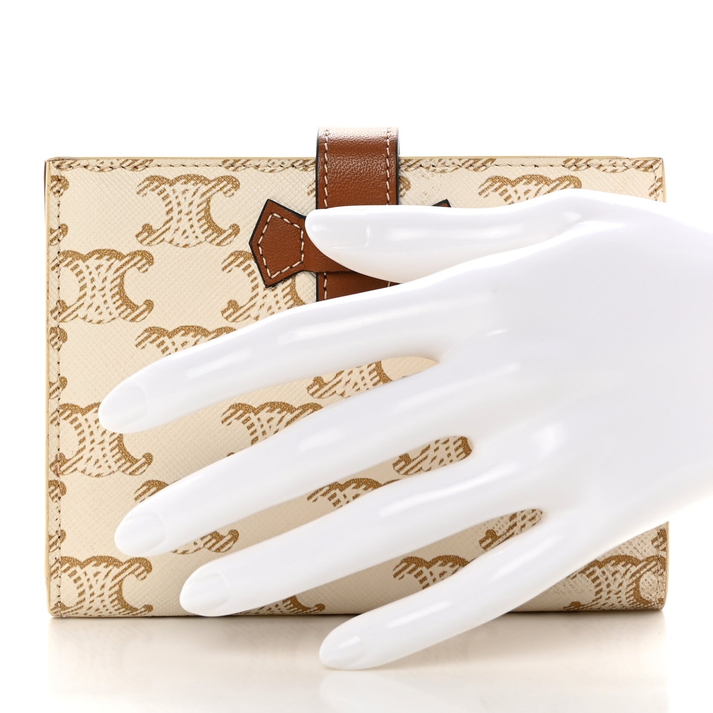 Canvas Triomphe Medium Strap Wallet White