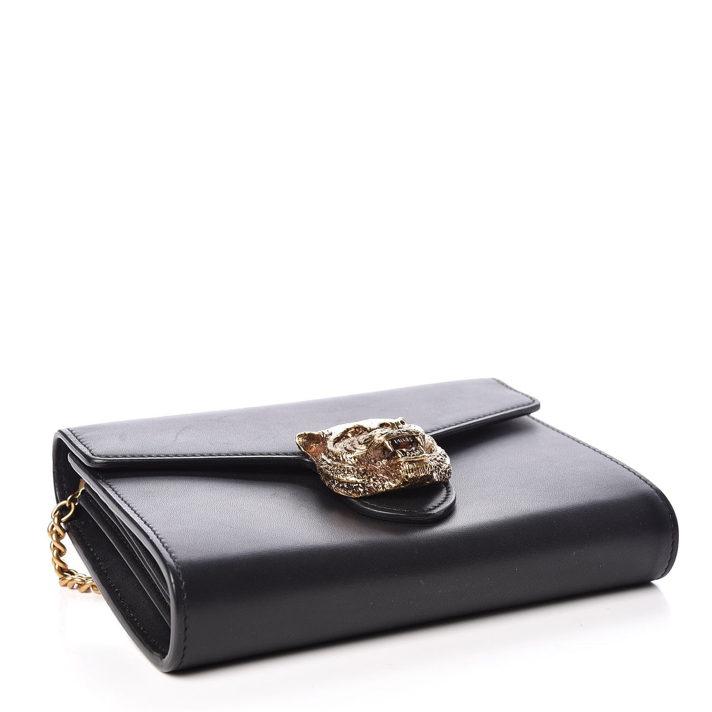 Calfskin Animalier Chain Wallet Black