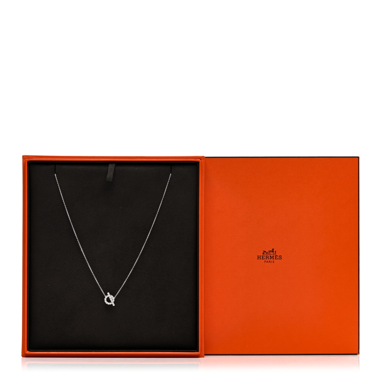 Hermes 18K White Gold Diamond Finesse Pendant Necklace 5 of 5