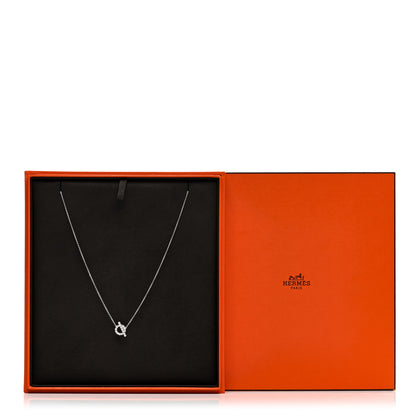 Hermes 18K White Gold Diamond Finesse Pendant Necklace 5 of 5