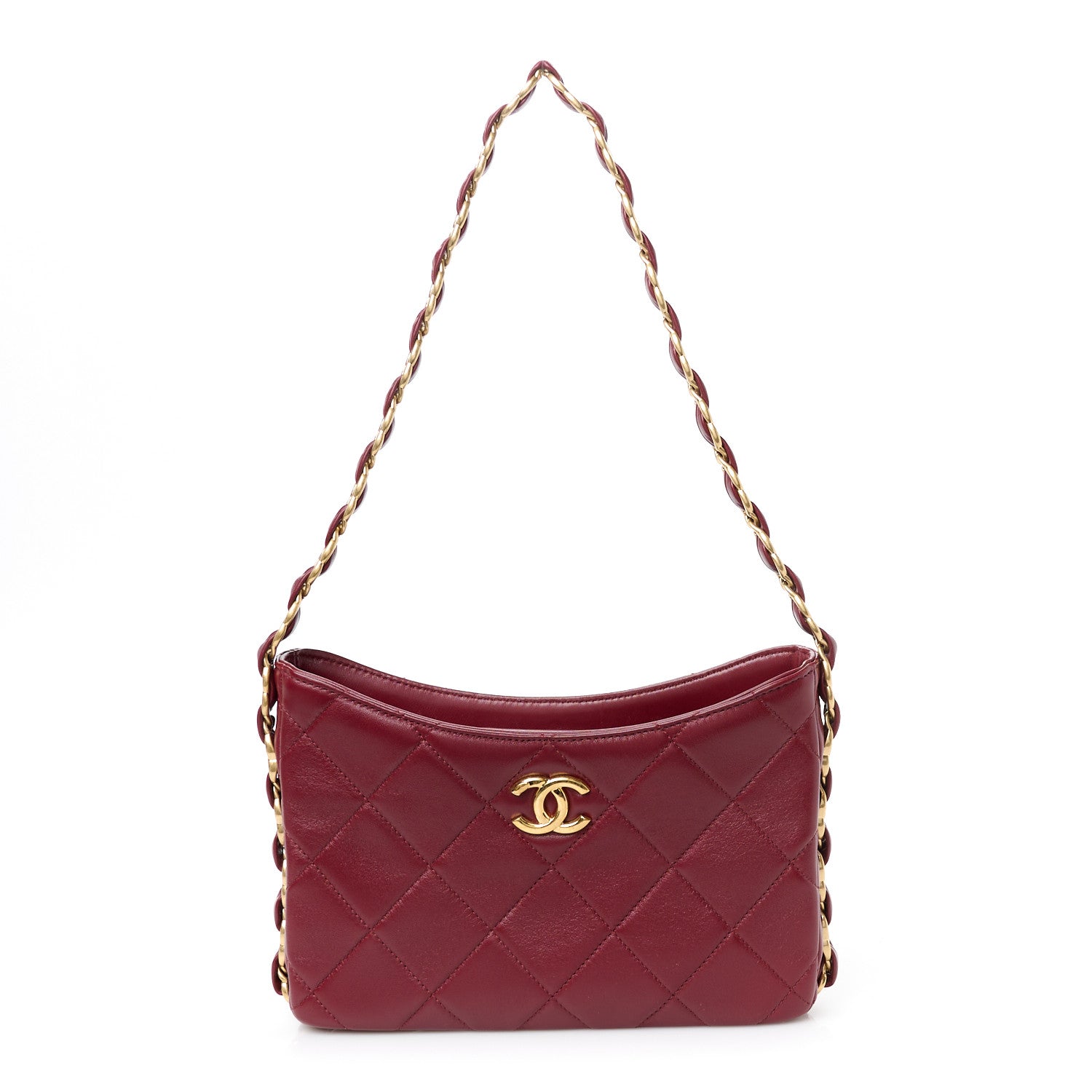 Chanel Lambskin Quilted Small CC Links Hobo Burgundy 1 of 11