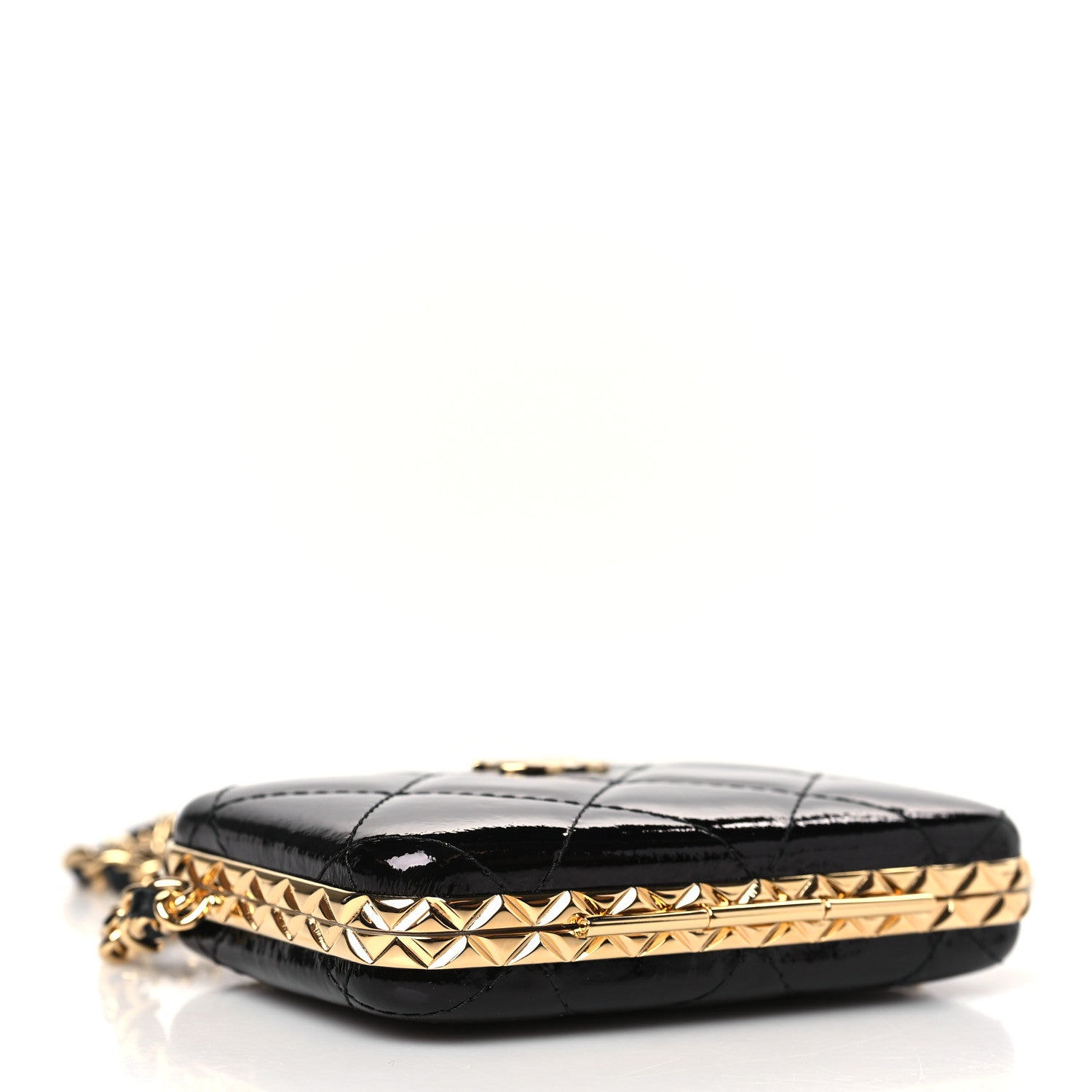 Chanel Glazed Goatskin Quilted Small Box With Chain Black 4 of 10