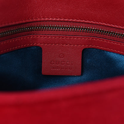 Gucci Velvet Matelasse Small GG Marmont Shoulder Bag Hibiscus Red 6 of 12