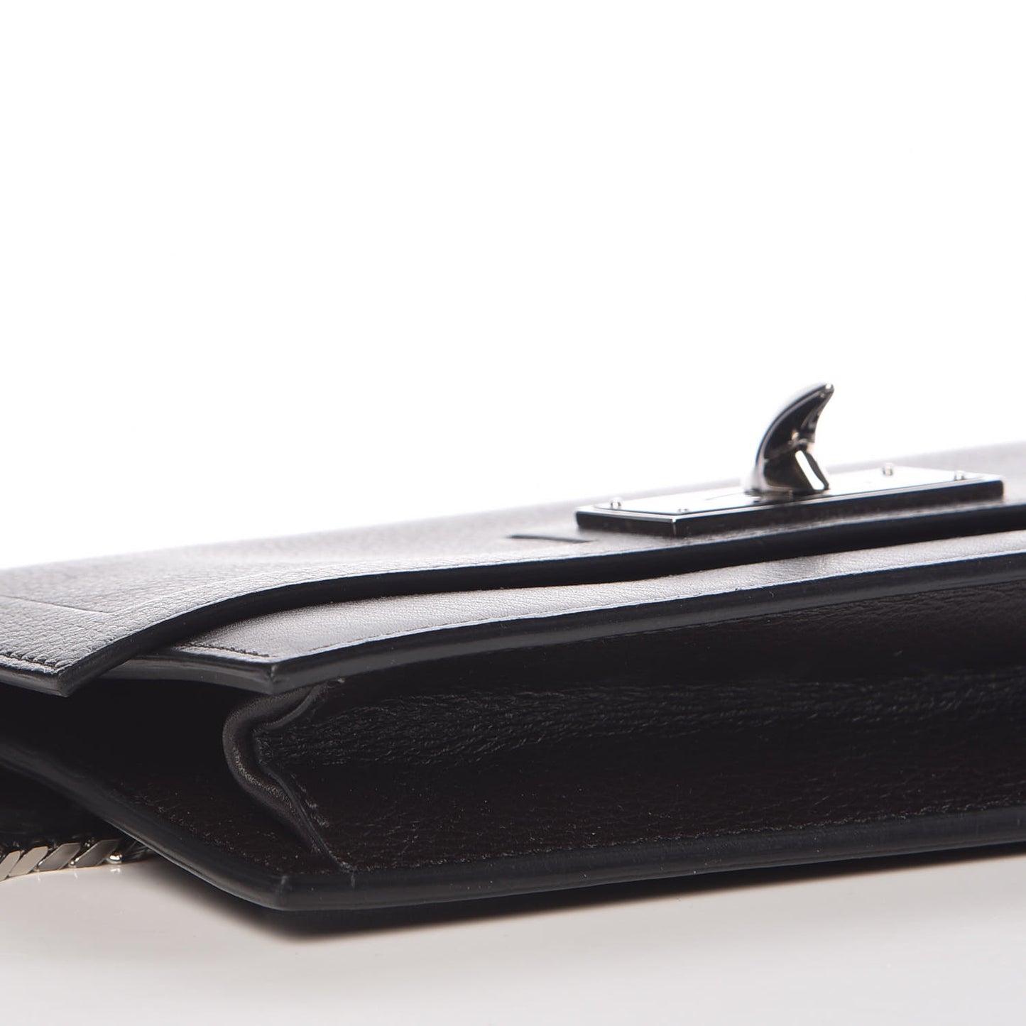 Calfskin Shark Lock Chain Wallet Black