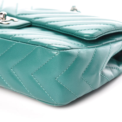 Chanel Lambskin Chevron Quilted Medium Single Flap Green 6 of 10