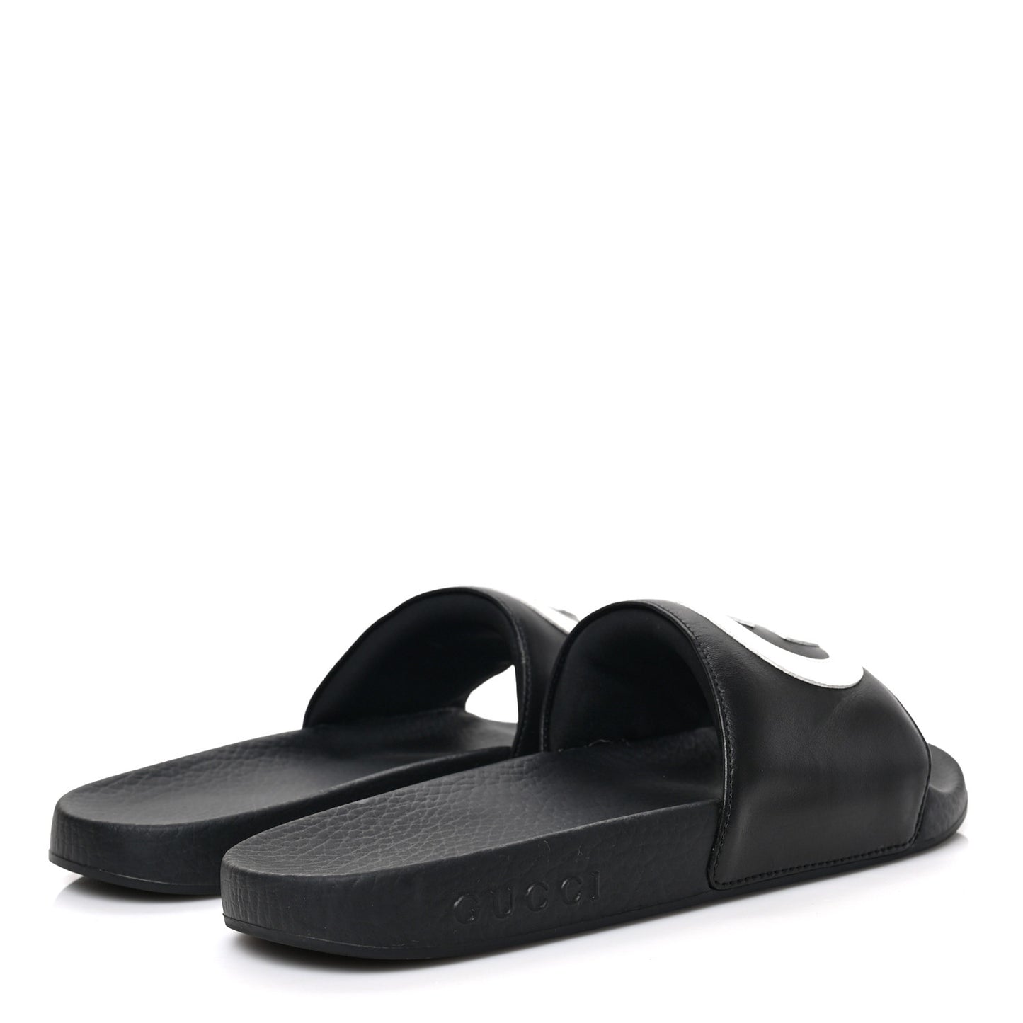 Nappa Miro Soft Calfskin Womens Interlocking G Slide Sandals 37 Black White