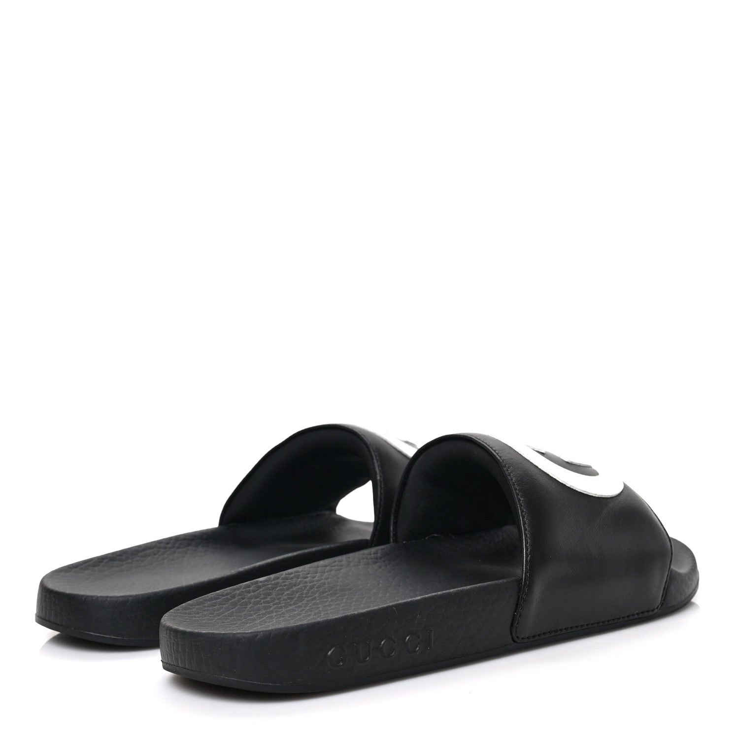 Gucci Nappa Miro Soft Calfskin Womens Interlocking G Slide Sandals 37 Black White 4 of 7