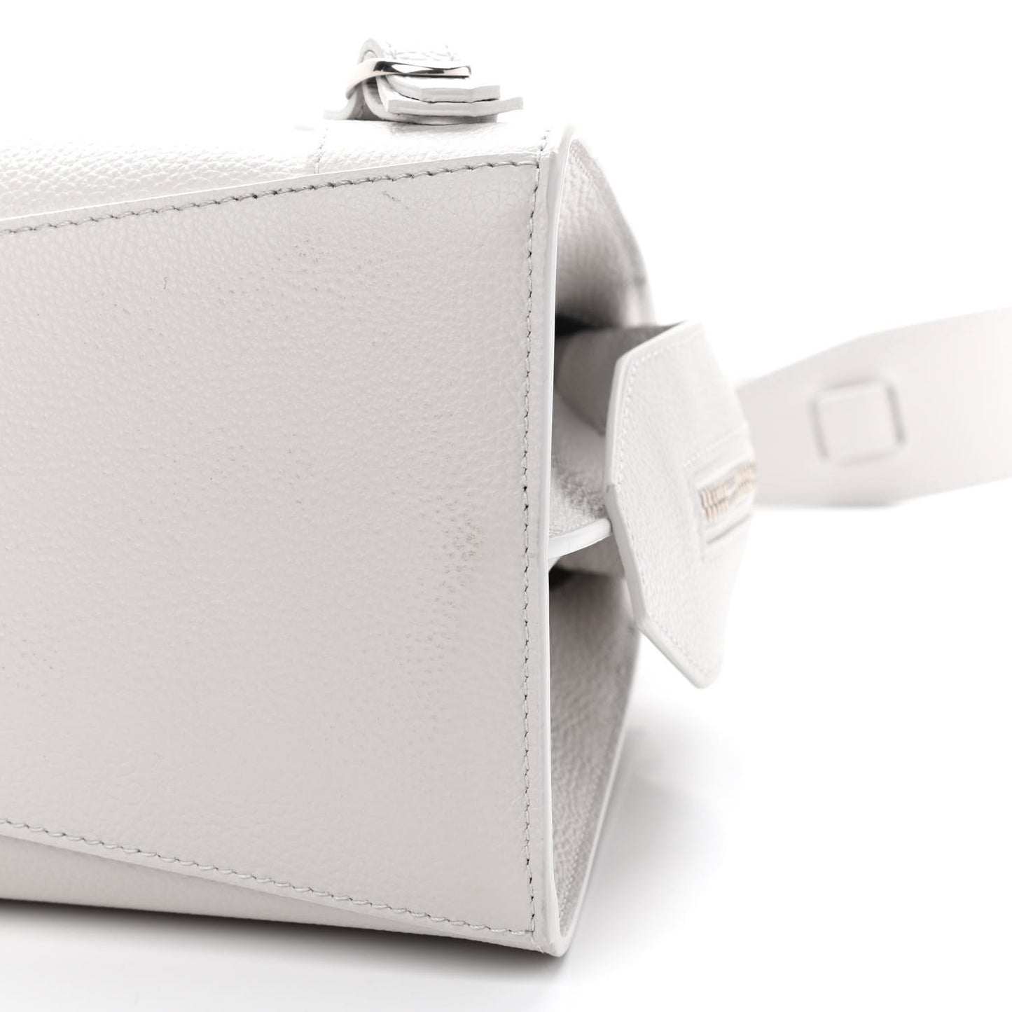 Grained Calfskin Neo Classic Silver Hardware S City Chalky White