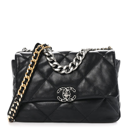 Chanel Lambskin Quilted Maxi Chanel 19 Flap Black 1 of 11