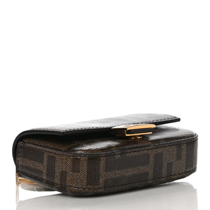 Fendi Glazed Fabric FF 1974 Nano Baguette Charm Mogano Panna 2 of 10
