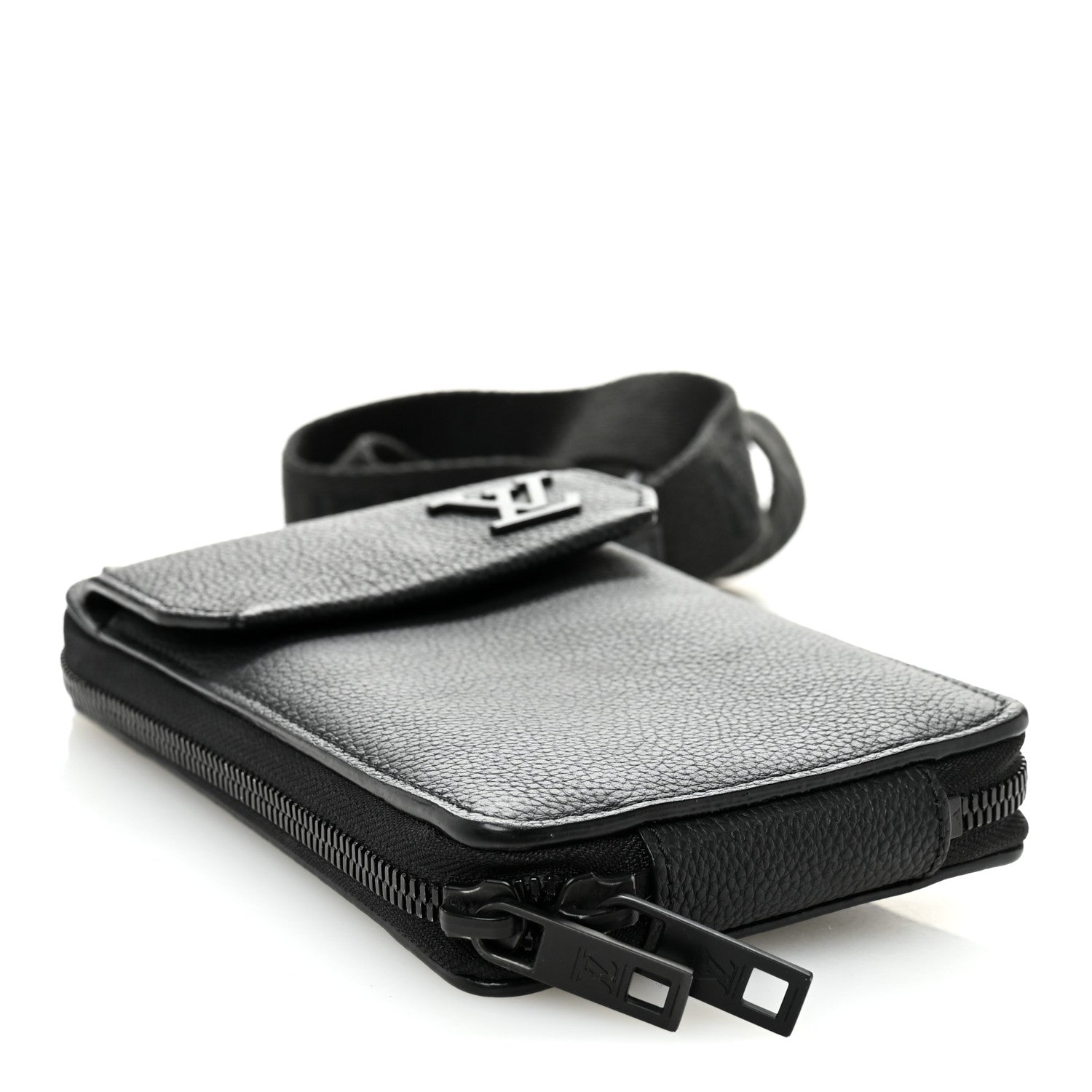 Louis Vuitton Grained Calfskin Aerogram Phone Pouch Black 4 of 9