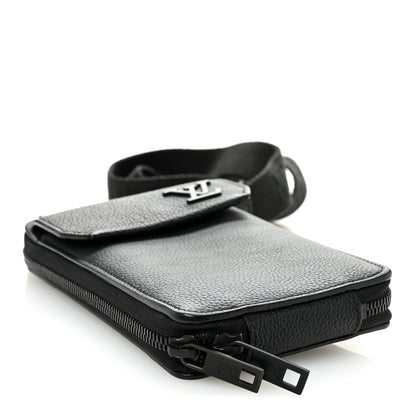 Louis Vuitton Grained Calfskin Aerogram Phone Pouch Black 4 of 9