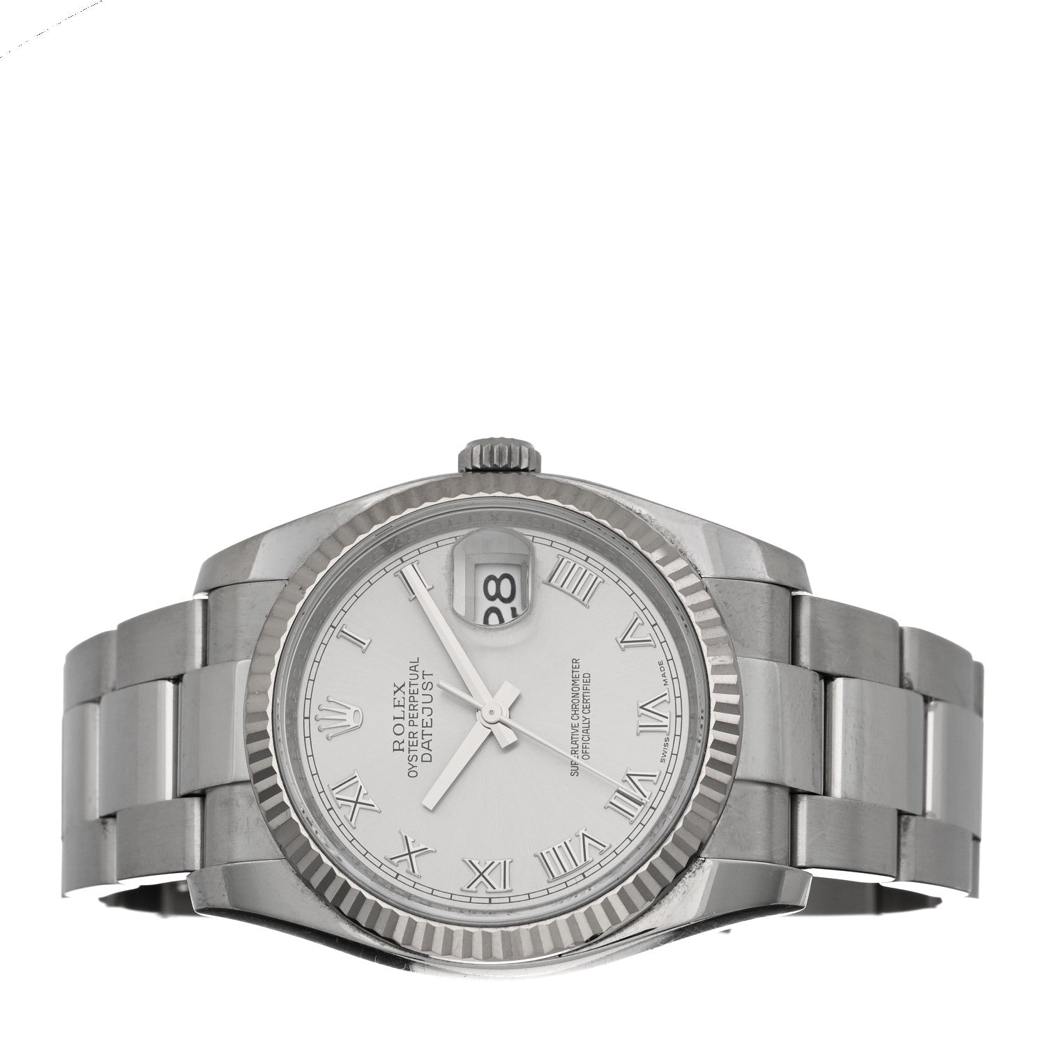 Rolex Stainless Steel 18K White Gold 36mm Oyster Perpetual Datejust Watch Silver Roman 116234 2 of 5